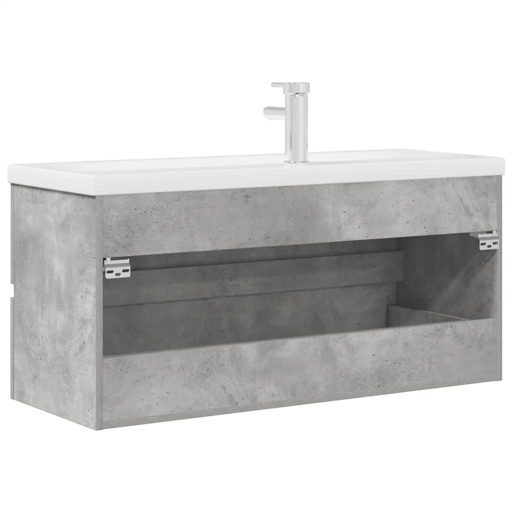 Set Mobili da Bagno 2 pz Grigio Cemento in Legno Multistrato 3324917