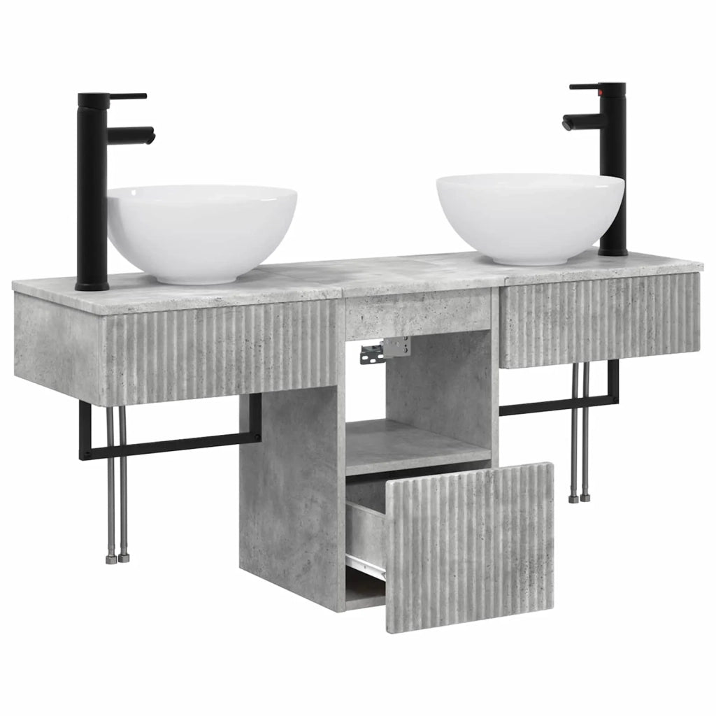 Set di mobili per il bagno 3 pz Grigio Cemento 3405580