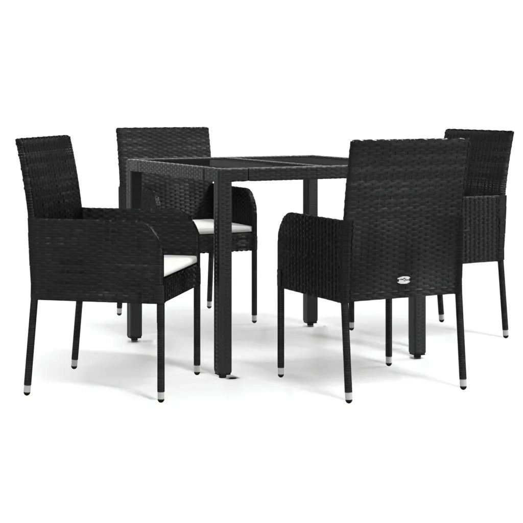 Set da Pranzo da Giardino 5 pz Nero con Cuscini in Polyrattancod mxl 100413