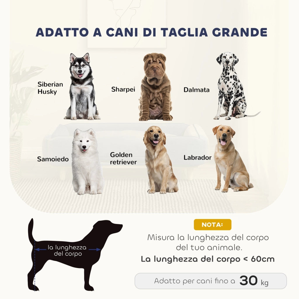 Divano per Cani Taglia Grande  fino 30 kg 96x66x24 cm con Cuscino Rimovibile Blu