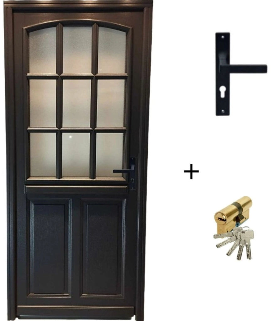 Porta d'ingresso in legno Exo modello 'Alicia' 215X90 a sinistra con maniglia e barra senza maniglia