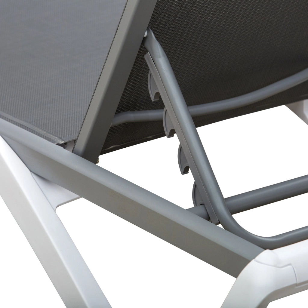 Lettino Prendisole con Schienale Reclinabile 195x67.5x33 cm Grigio e Bianco