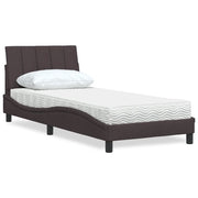 Letto con Materasso-Struttura Letto con Materasso Hanko Marrone Scuro 80x200 cm in Tessuto