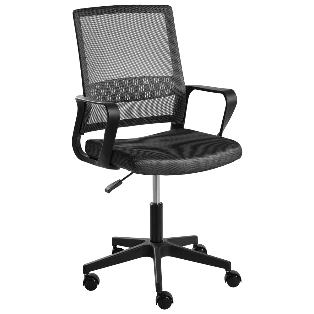 Sedia da ufficio in tessuto a rete nero imbottitura regolabile in altezza girevole da scrivania per computer per ufficio domestico