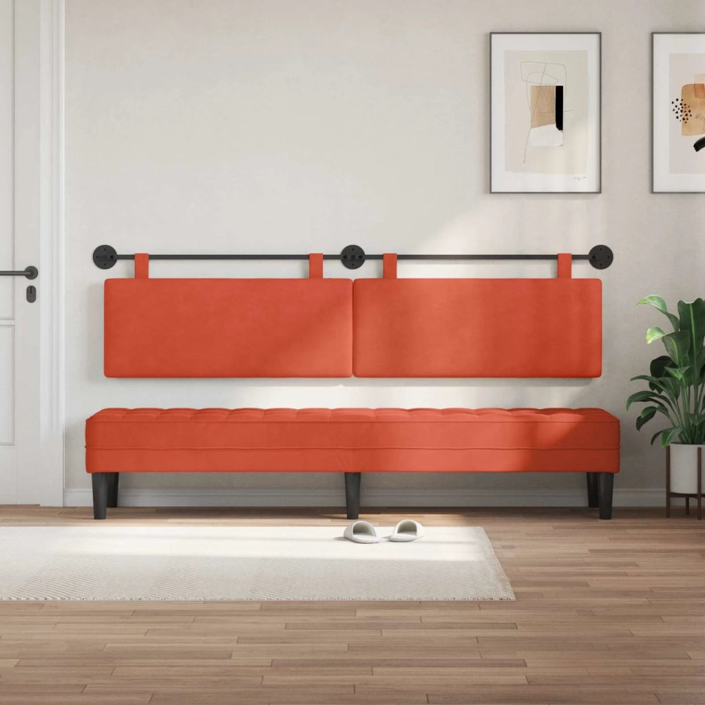 Testiera | Testata sospesa Rosso Arancio Tessuto in Cords