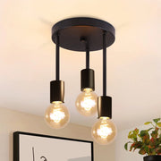 ZMH Faretto da soffitto neri tripli E27 stile industriale retrò per ristorante corridoio soggiorno senza lampadina