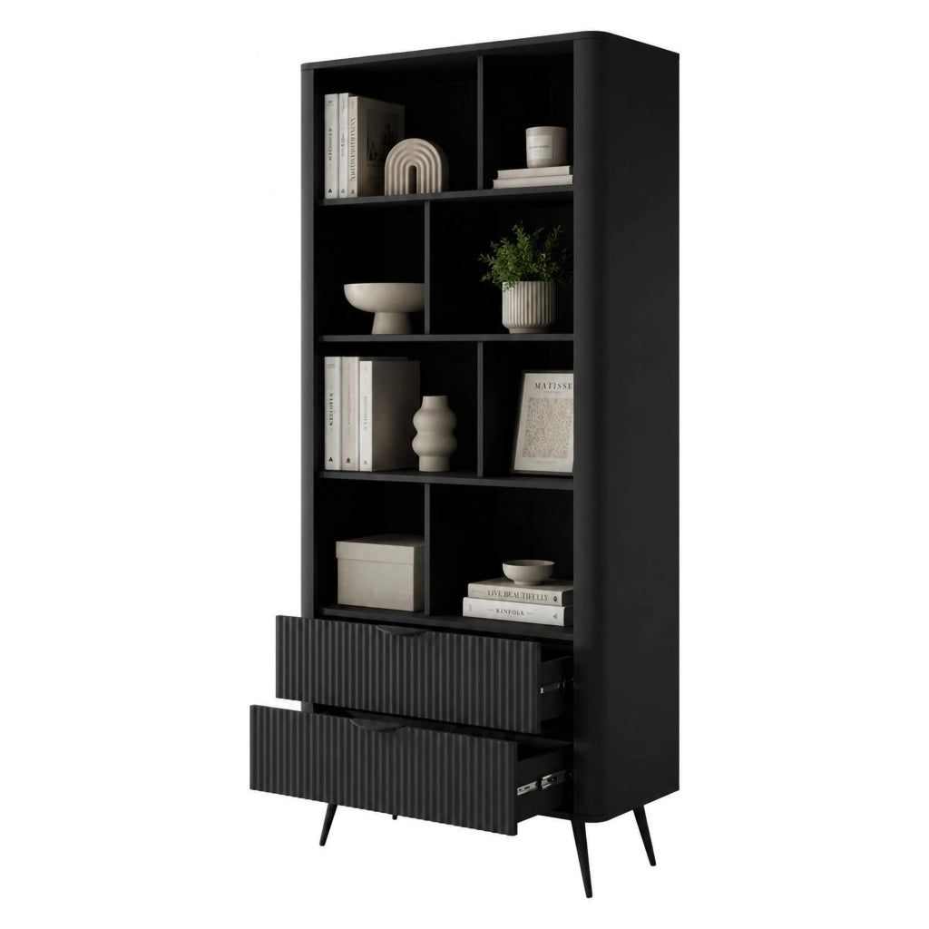 Biblioteca Kabavasi, Libreria 2 Cassetti, 88x38x194h cm Nero