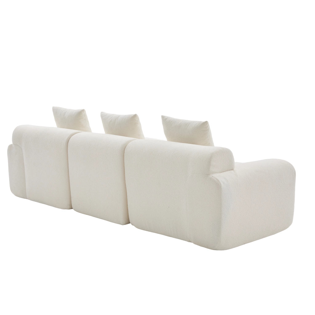 Divano modulare angolare 3 posti con 4 moduli combinabili in tessuto di velluto a coste e memory foam avorio