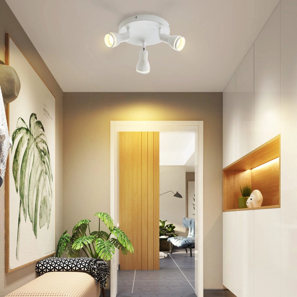 ZMH Faretto da soffitto bianchi 3 luci GU10 metallo orientabili moderni per camera letto sala pranzo senza lampadina