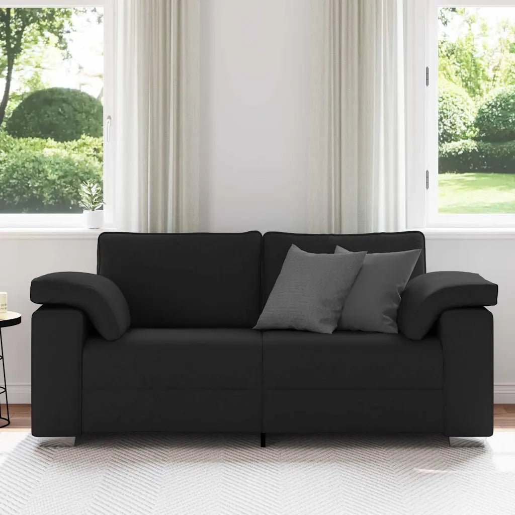 Divano a due posti Nero 180 cm Tessuto 4105229