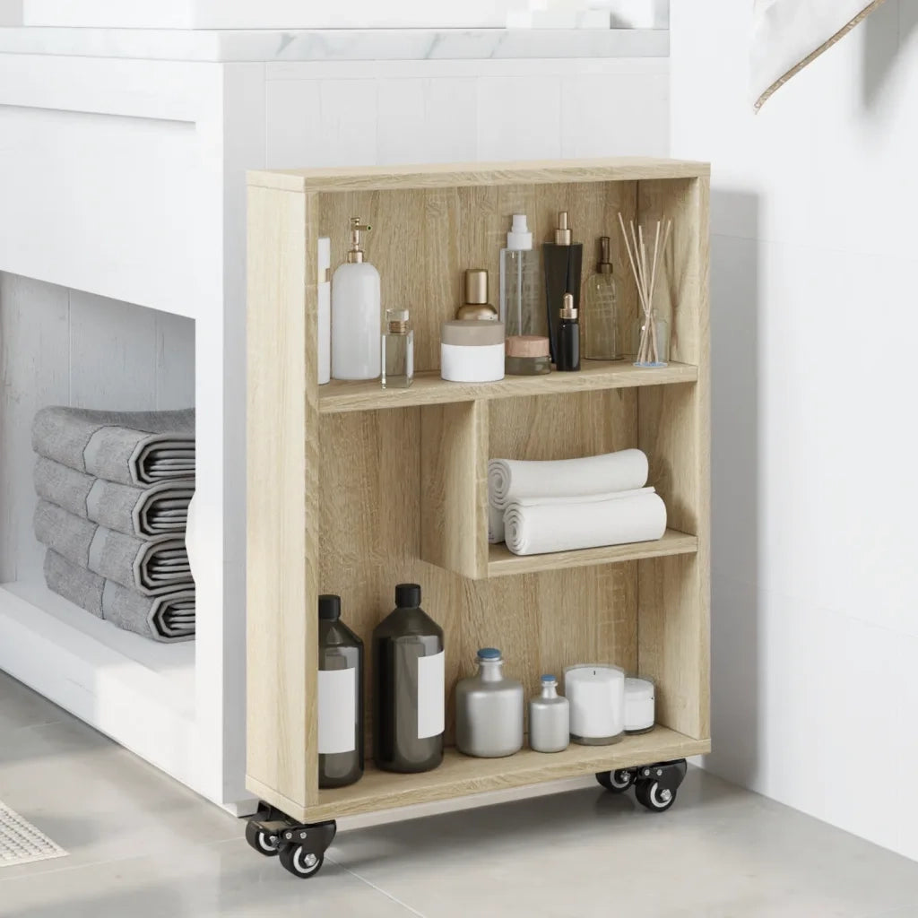 Carrello portaoggetti stretto in rovere Sonoma 48x13x68 cm in legno ingegnerizzato 855225