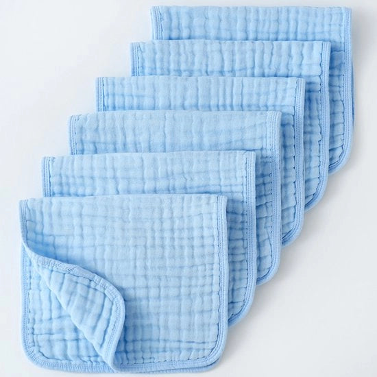 Set di asciugamani per bambino 20" x 10", confezione da 6 - Grande, 6 strati, ultra-assorbente, cotone per il pianto e la sporcizia dei bambini - Leggeri, sicuri e morbidi asciugamani per bambini per ragazzi e ragazze - Blu