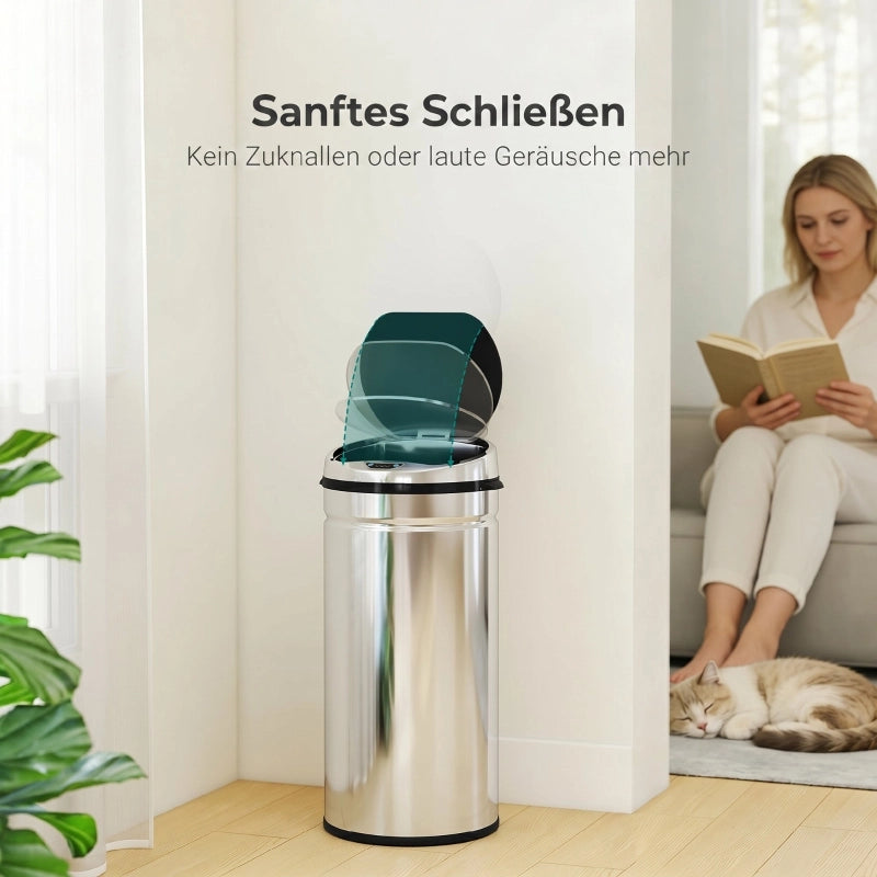 Pattumiera automatica da 42 litri con sensore, in acciaio inox, per cucina e sala da pranzo.