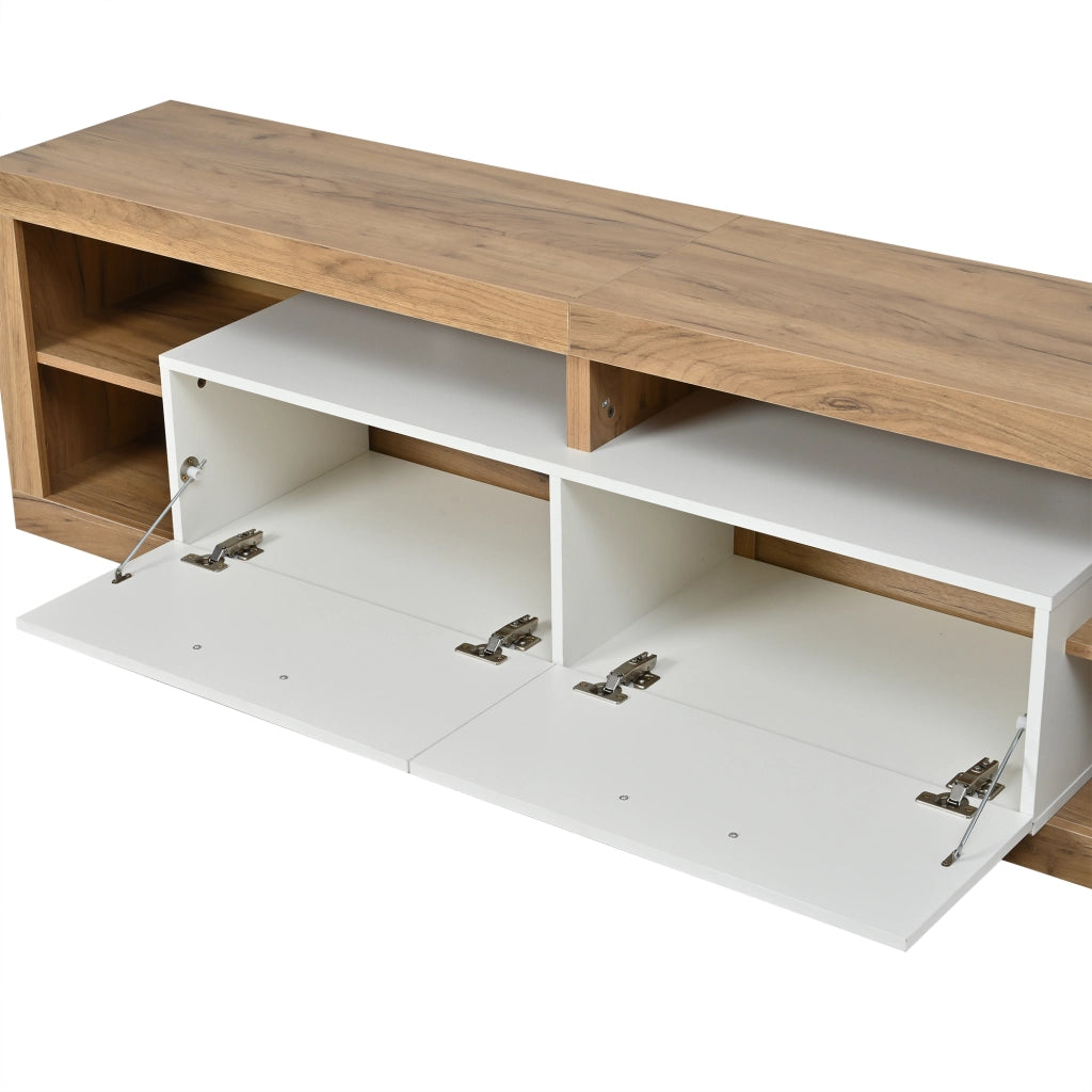 Mobile TV con 2 cassetti e 4 vani; LED controllata da app - per soggiorno - 180×35.5×50 cm - in truciolare - naturale