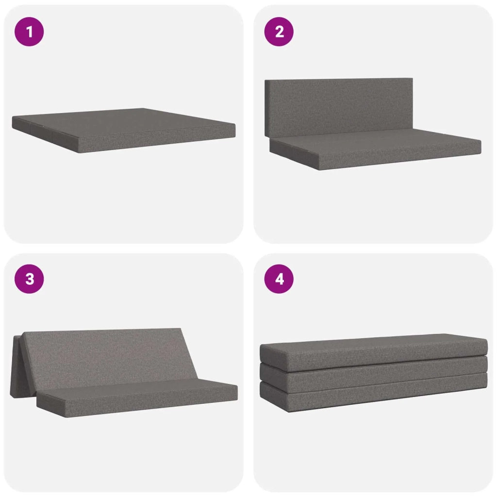 Divano Letto Pieghevole 200 x 67 x 45 cm Grigio Chiaro
