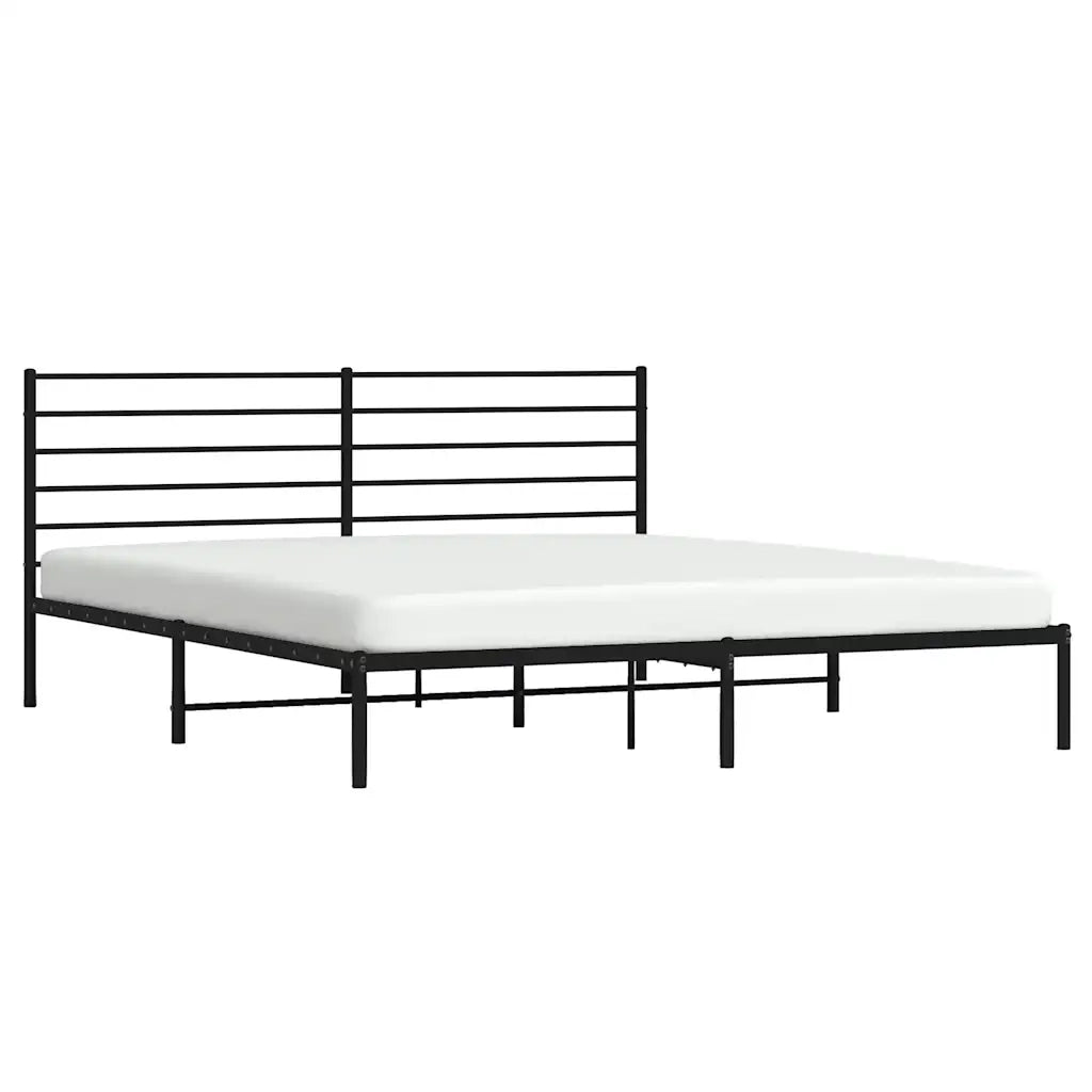Letto matrimoniale | Letto per adulti | Giroletto con Testiera in Metallo Nero 183x213 cm