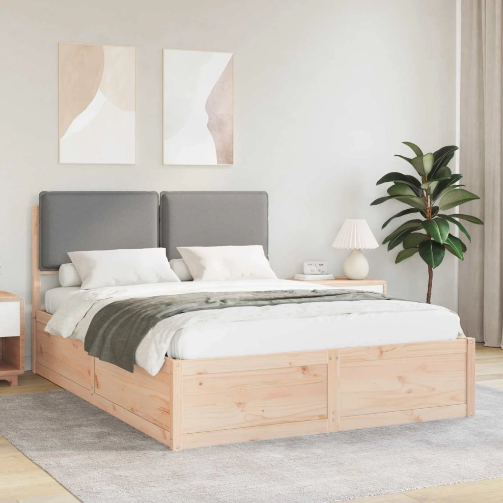 Letto con Testiera Rivestita Grigio chiaro 140 x 190 cm