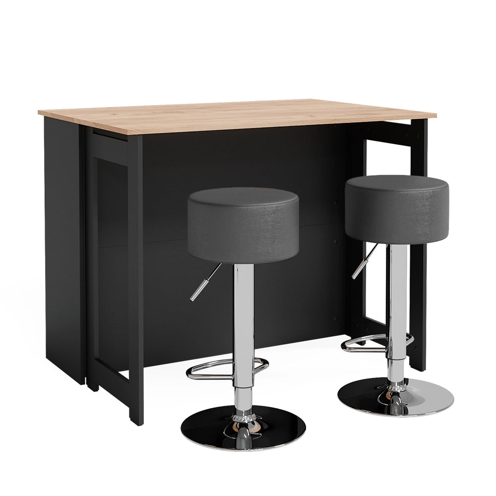 Vicco Set di tavoli da bar Quercia dorata/antracite 116 x 37 cm con 2 sgabelli da bar