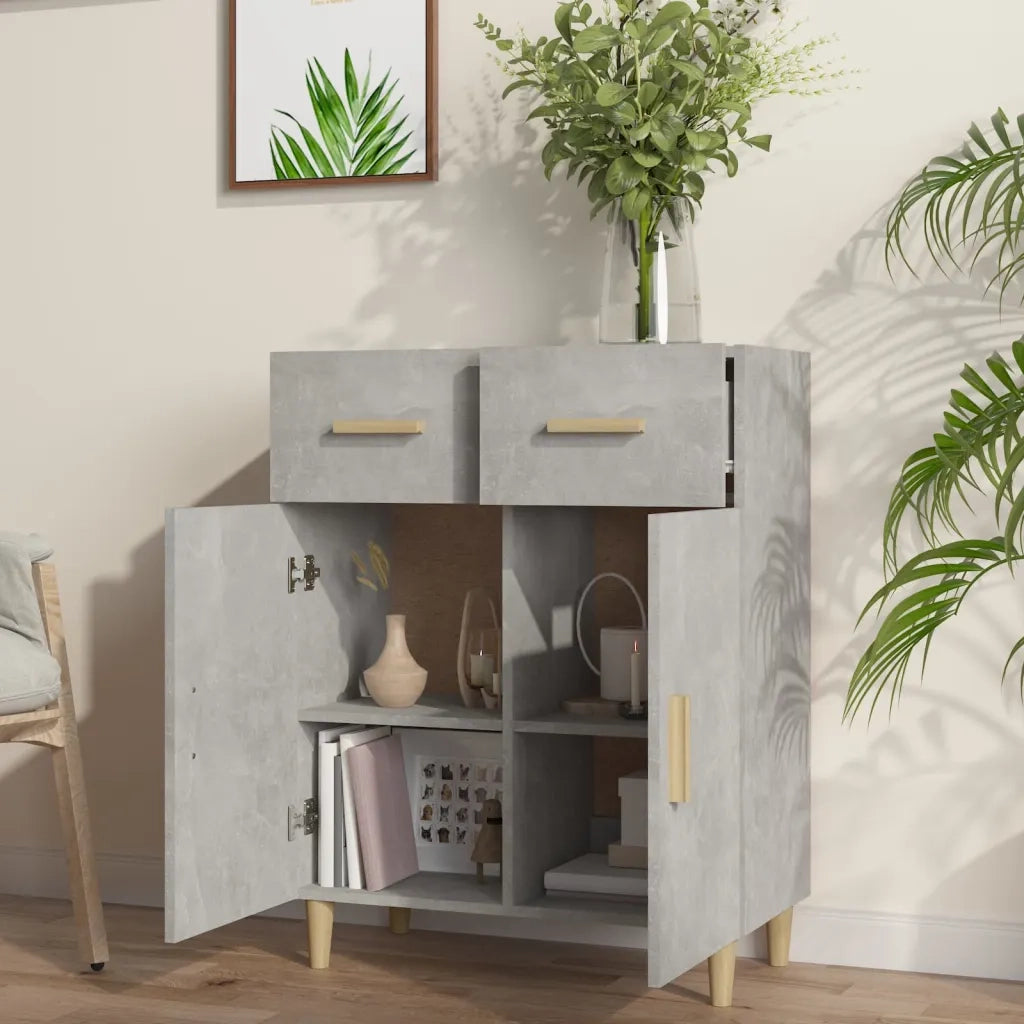 Credenza-Buffet-Armadio da cucina Grigio Cemento 69,5x34x89 cm in Legno Multistrato