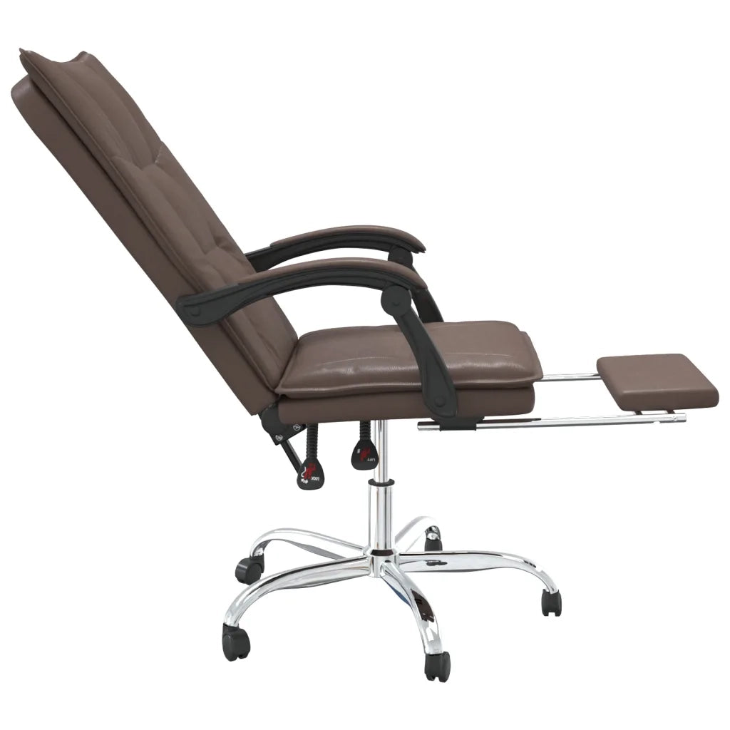 Poltrona | Sedia Relax da Ufficio Reclinabile Marrone in Similpelle