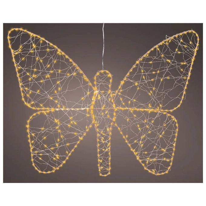 Kaemingk Farfalla Decorativa Illuminata 400 LED Oro Luce Bianco Caldo 43 cm