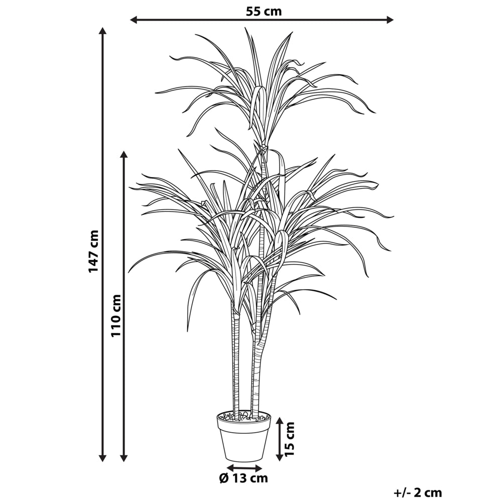 Dracaena artificiale in vaso in materiale sintetico verde 147 cm Accessorio decorativo per interni