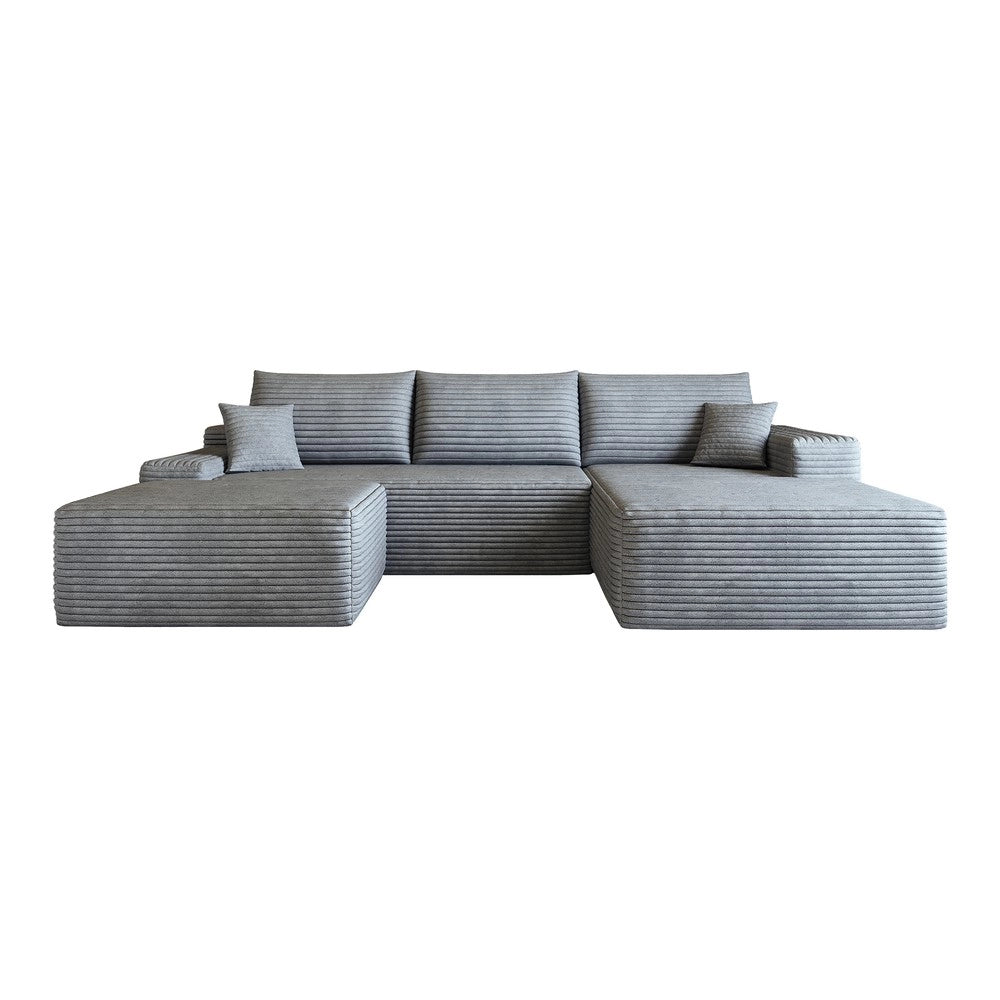 Divano angolare con chaise longue ¨C Minimal ¨C grigio tessuto imbottito 270cm
