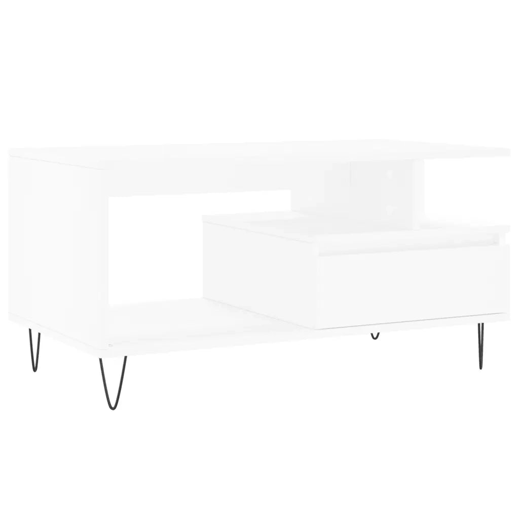 Tavolino da salotto | Tavolino da caff¨¨ | Tavolino da Soggiorno Bianco 90x49x45 cm in Legno Multistrato