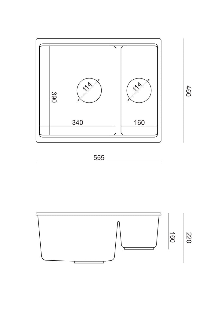 Lavello In Granito Logan 150 Black Metallic Tappo oro