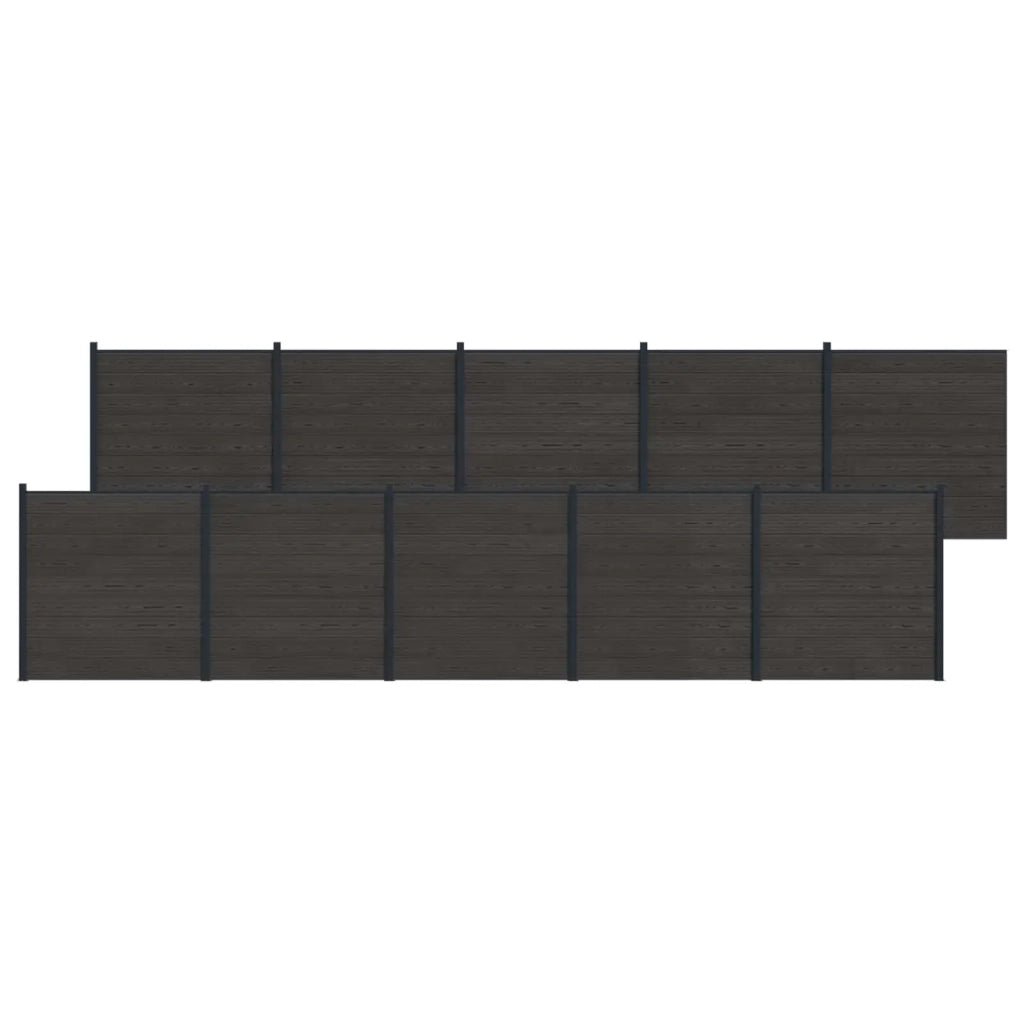 Pannello di Recinzione 10 pcs WPC e Alluminio Nero