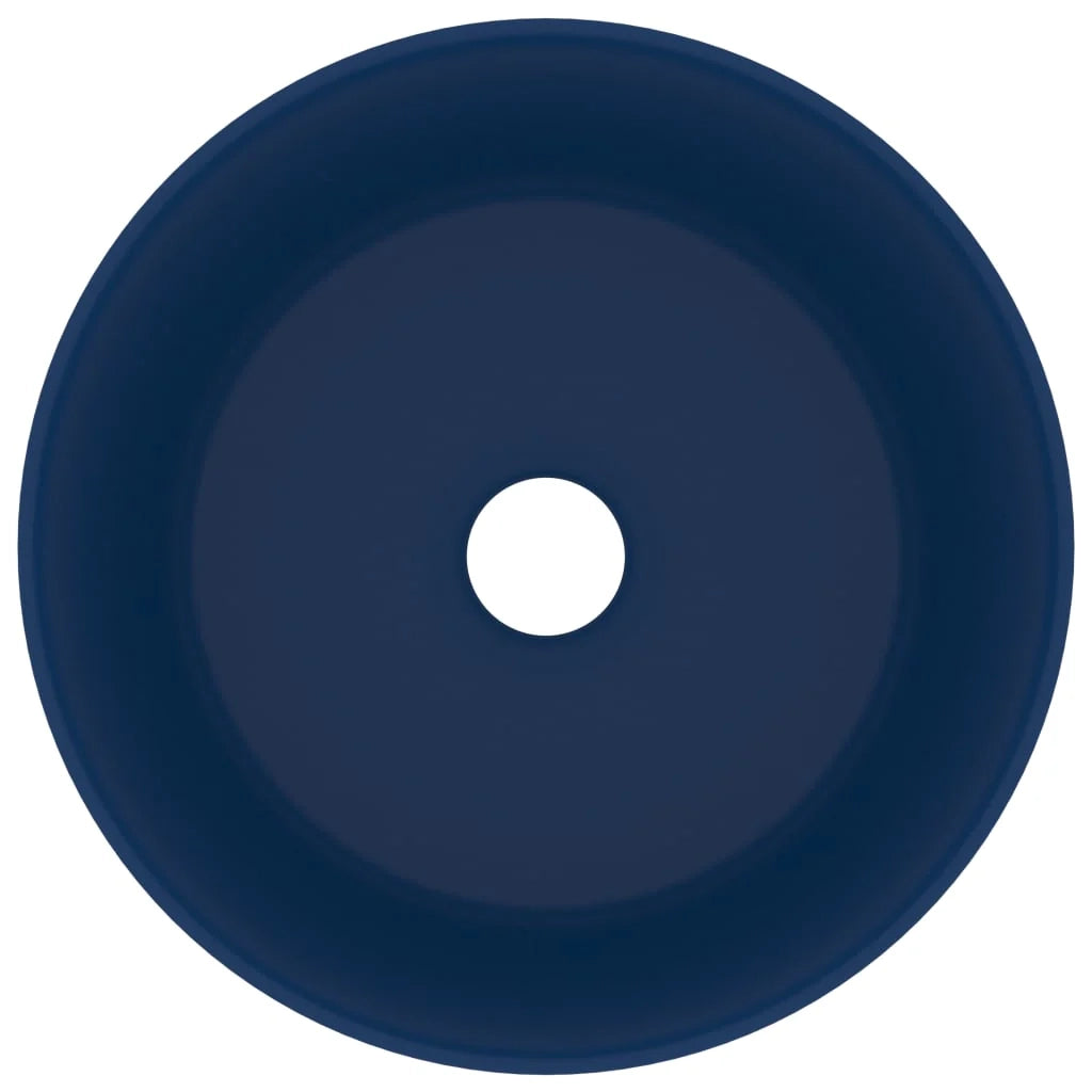 Lavabo da appoggio rotondo di lusso lavabo da bagno guardaroba cucina arredamento per la casa 40 x 15 cm ceramica blu scuro opaco 02_0002754