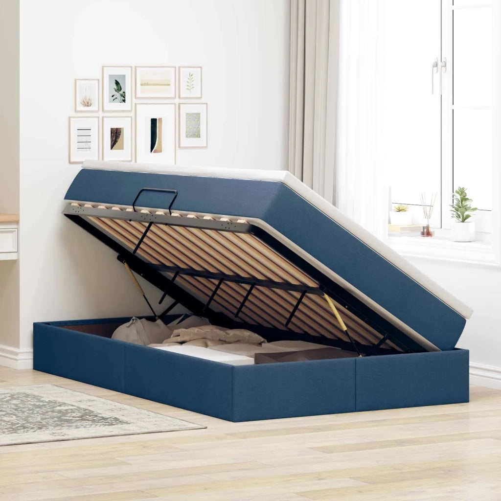 Letto con contenitore e materasso Blu 120 x 190 cm Poliestere