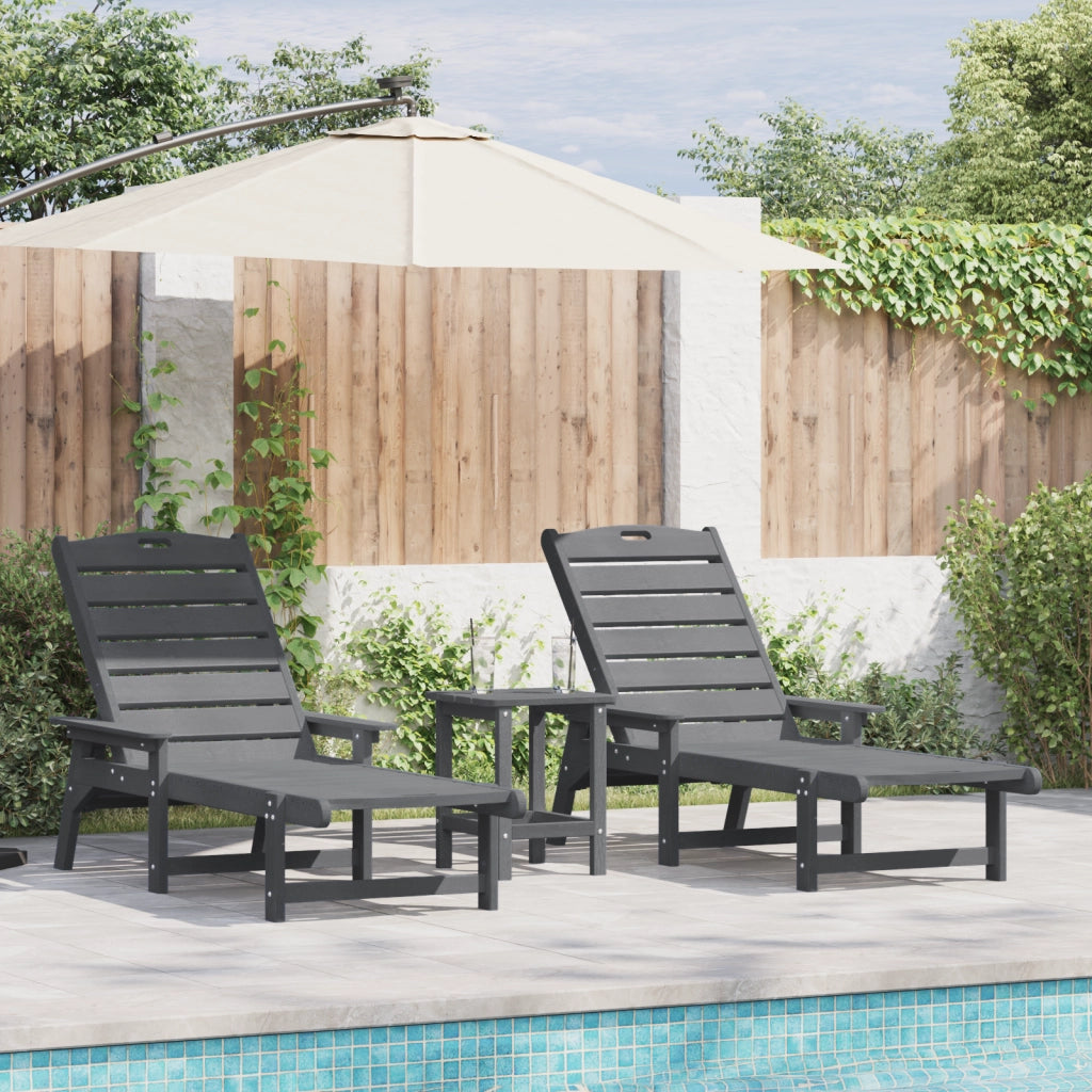 Set Lounge da Giardino 3 Pezzi  Grigio Chiaro HDPE
