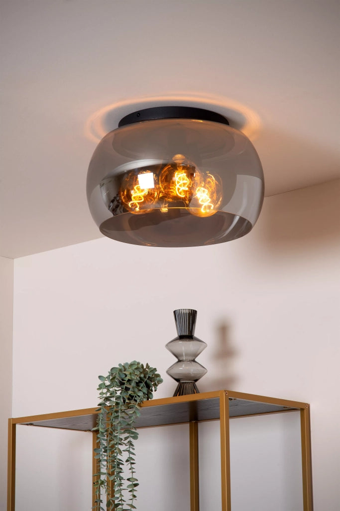 Plafoniera OLIVIA vetro fumé grigia 3xE27 40W Lucide