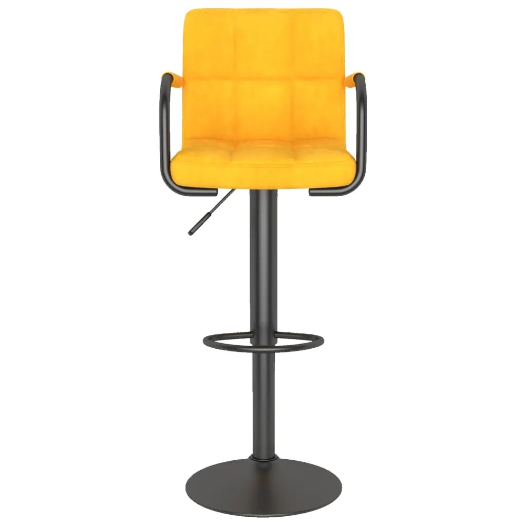 Sgabello da Bar Giallo Senape in Velluto