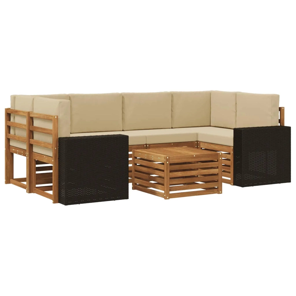 Set di divani da esterno 7 pz Naturale e Beige 3384094