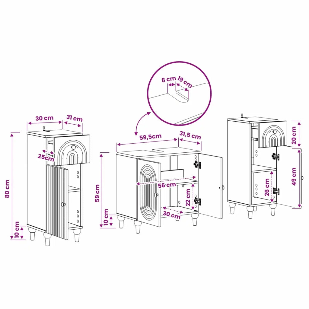 Set di Armadi da Bagno da 2 Pezzi ALKMAAR Nero 3417991