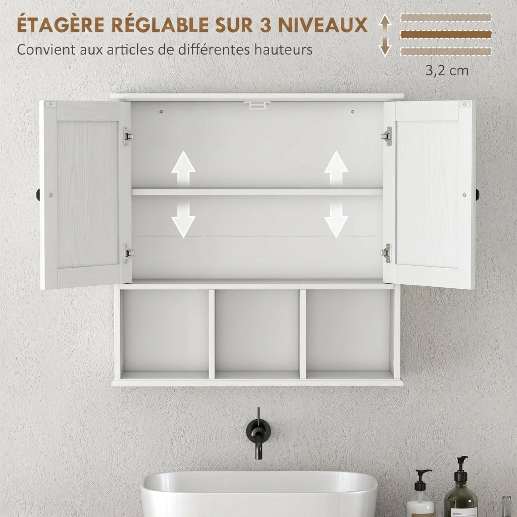 Armadietto da Bagno Sospeso con 2 Ante e Ripiani Regolabili ¨C Xylo ¨C Bianco