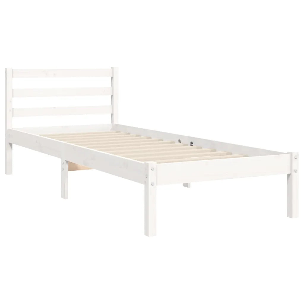 Giroletto con Testiera-Struttura Letto con testiera Bianco 90x200 cm in Legno Massello 868930