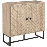 Buffet Mobile da Archiviazione con 2 Porte in Legno e Piedini in Metallo Nero, Dim, 80 L x 29,5 P x 80 A cm