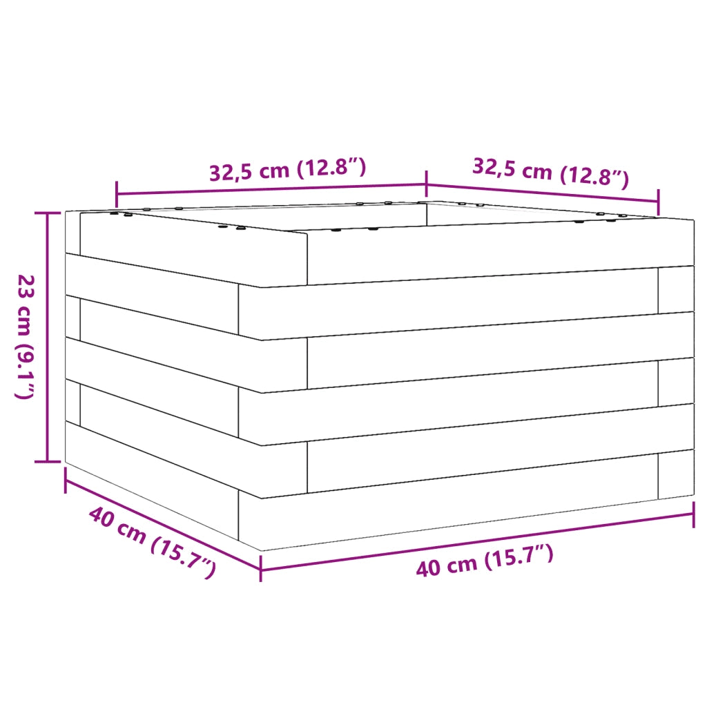 Fioriera | Cassetta per fiori | Vaso da Giardino 40x40x23 cm in Legno di Pino Impregnato