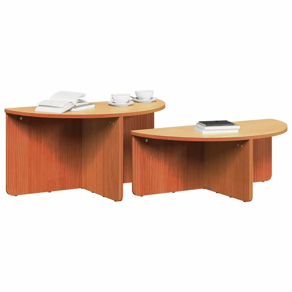 Tavolino da salotto 2 pcs Marrone cerato Legno di pino massello 873537