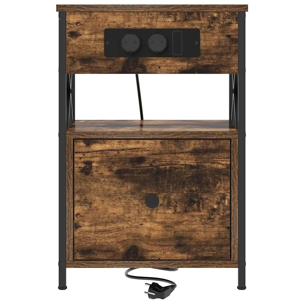 Set di 2 Comodini | Armadio da Notte | Mobiletto da notte con cassetto Rovere fum¨¦ 40 x 31 x 60 cm