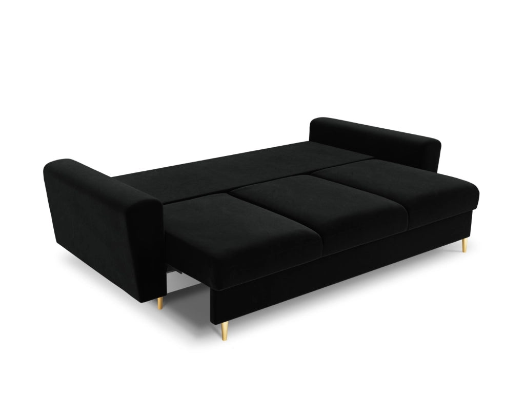 Cosmopolitan Design - Divano convertibile con contenitore "Kyoto" 3 posti in velluto nero 