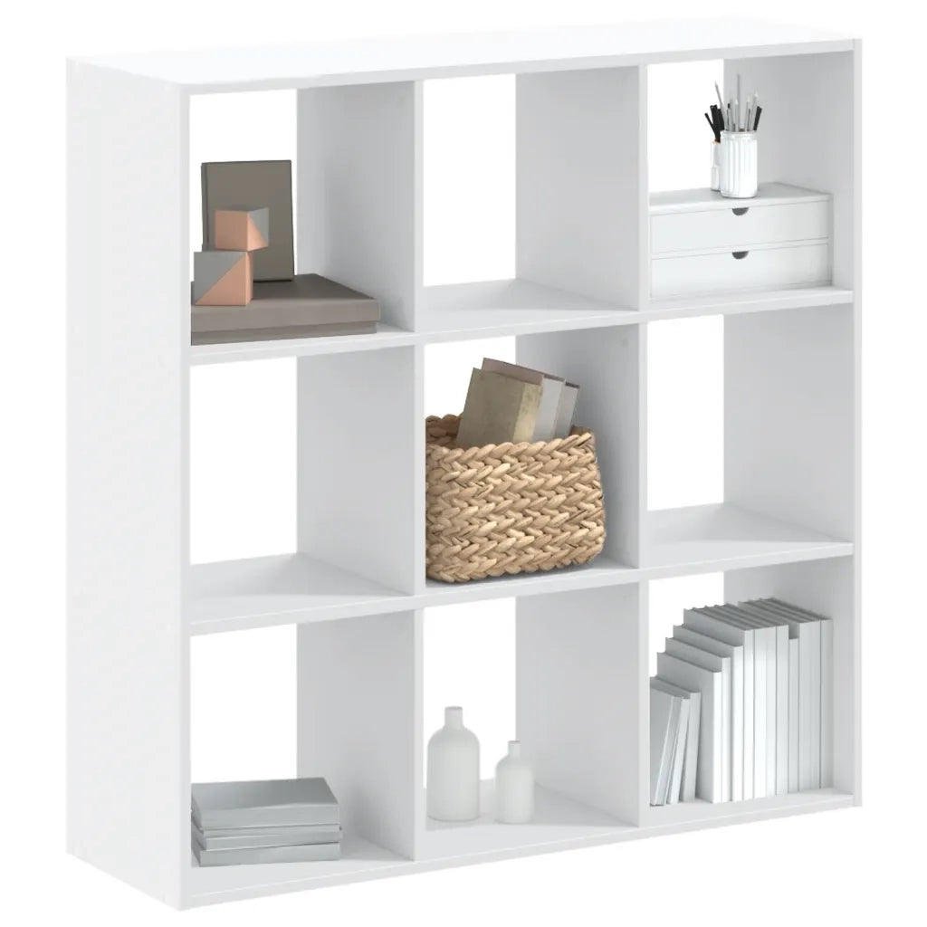 Libreria-Scaffale per Libri-Mobile di Stoccaggio Bianca 102x32x102 cm in Legno Multistrato