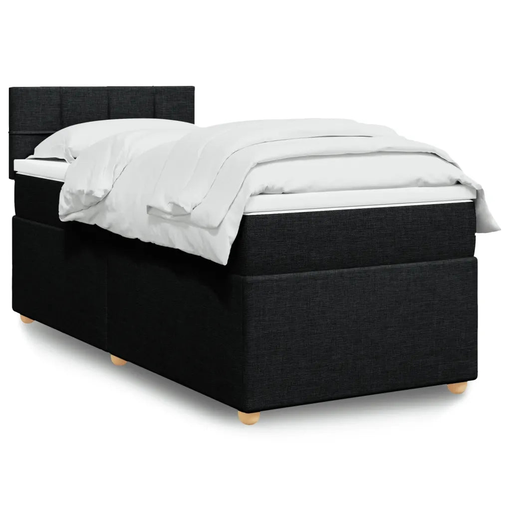 Letto singolo | Letto per adulti | Giroletto a Molle con Materasso Nero 80x200 cm inTessuto