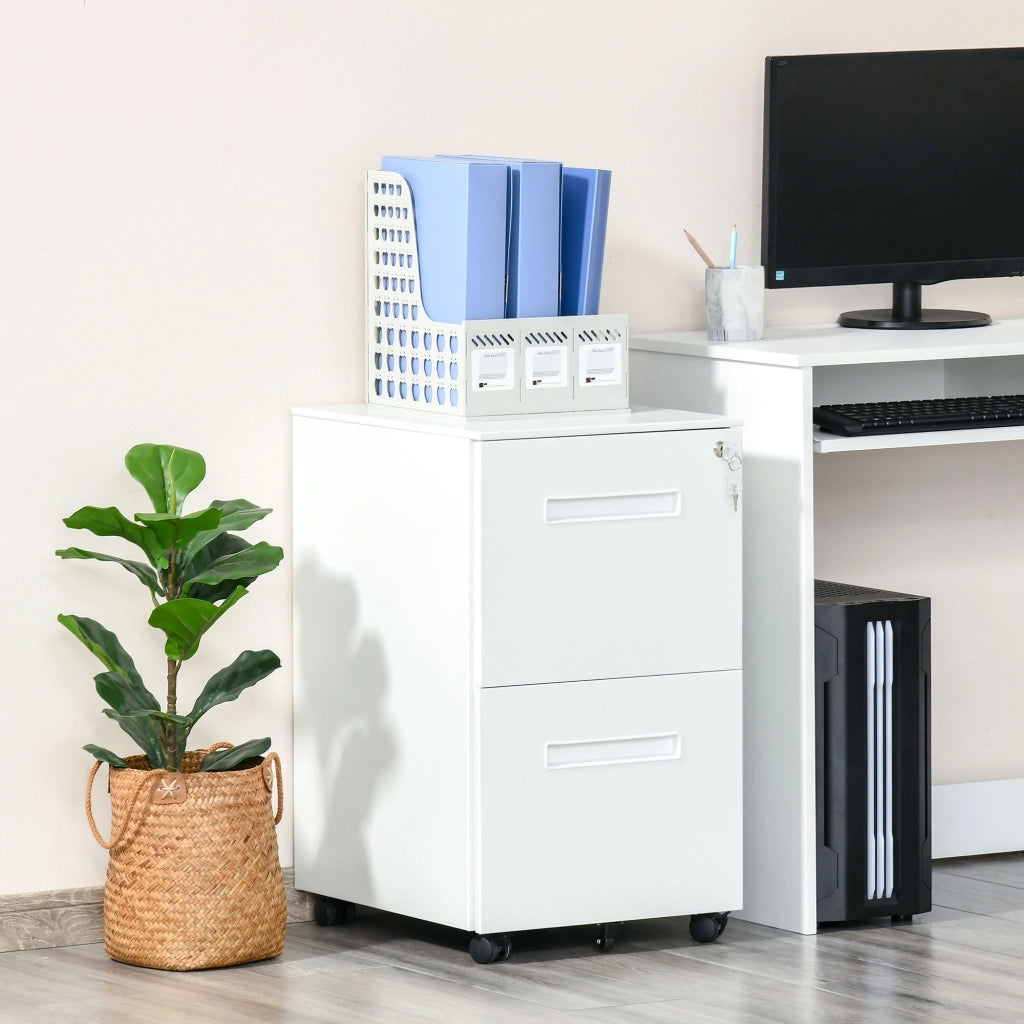 Cassettiera Scrivania con Ruote ¨C zephmum ¨C 39x48x67cm Bianco Acciaio