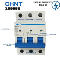 Chint nb1-63 interruttore magnetotermico 3p curva c 6ka guida din *** ampere 50 ampere, confezione 1