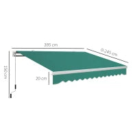 Tenda da Sole per Esterno Avvolgibile a Manovella in Metallo e Alluminio, 4x2.5m, Verde Scuro