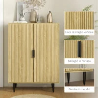 Scarpiera Salvaspazio per 15 Paia di Scarpe con 4 Ripiani Regolabili, 80x38x110cm, Rovere